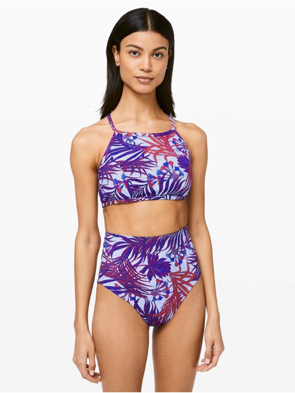 Lululemon See The Sea Swim Top + Deep Sea High Waist Bottom Hydrangea Size 4